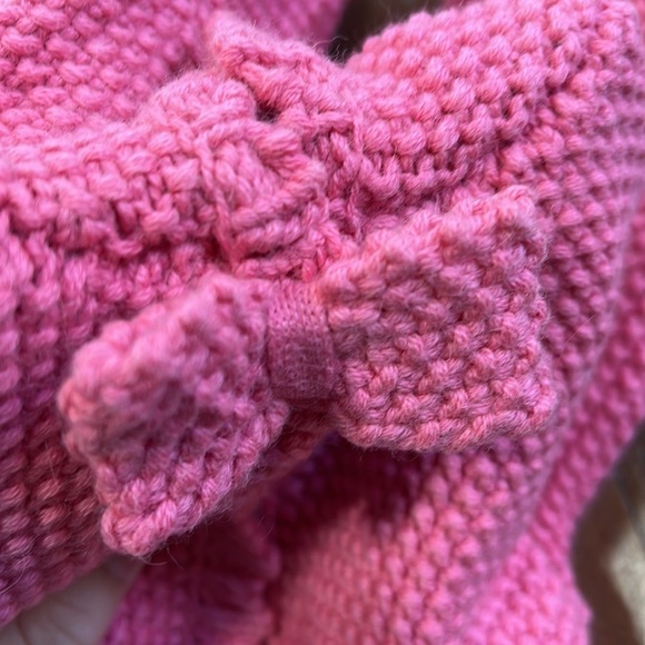 Jacadi pink loose knit hooded cardigan sweater - Picture 6 of 6